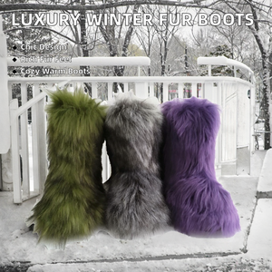 Bottes d'hiver pour filles en fourrure, semelle extérieure en EVA souple, bottes de neige longues et moelleuses de luxe, chaudes et douces - Product Image 1