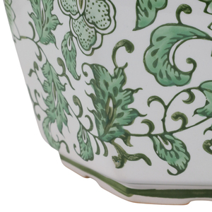 Vasi in ceramica con bordo smerlato, design floreale verde per esposizione di piante da interno ed esterno - Product Image 6
