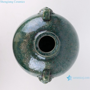 <span class=keywords><strong>Vaso</strong></span> in Ceramica RZSP48 con Smalto Verde Craquelé e Decorazione a <span class=keywords><strong>Testa</strong></span> di Leone con Due Manici - Product Image 3