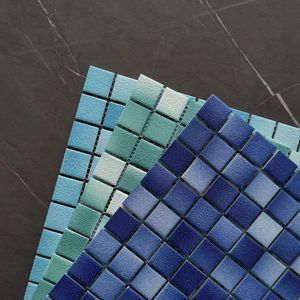 Nouveau producteur chine usine dégradé de couleur bleu brillant émaillé céramique mosaïque piscine carreaux de porcelaine - Product Image 5