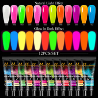 Gel d'extension d'ongles acrylique à paillettes, gel poly pour construction rapide, outil d'extension de manucure pour doigts, 12 pièces/ensemble 15ml