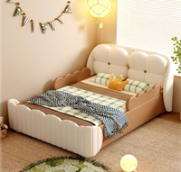 Lit pour enfants au design moderne avec coffre de rangement haut, barrière de sécurité, en bois écologique et cuir, pour garçons et filles, idéal pour la maternelle