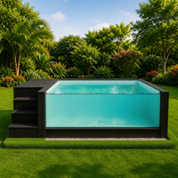Piscines conteneurs autoportantes en fibre de verre sur mesure avec jacuzzi et terrasse WPC pour villa et jardin