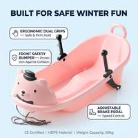 Luge multi-terrain pour enfants, motif ours de dessin animé, en PEHD, pour neige, herbe, sable, capacité 120 kg, jouet d'hiver robuste pour l'extérieur, certifié CE EN71, direct usine