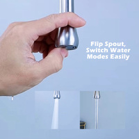 Robinet de cuisine monotrou à col de cygne haute portée en acier inoxydable 304 nickel brossé, eau chaude et froide, à poser sur évier
