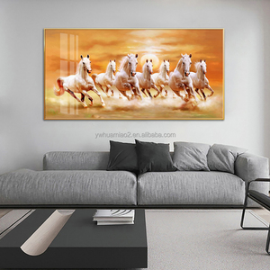 7 pièces décor mural de Style nordique animal cheval paysage décor de maison café mur verre art grand cheval - Product Image 3
