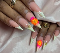 Faux ongles longs à talon aiguille, rose nude, couvrance totale, en gel souple acrylique, 10 pièces