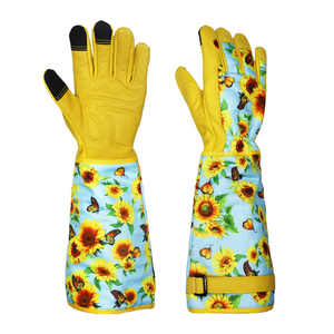 <span class=keywords><strong>Antebrazo</strong></span> largo Cuero Palma Impermeable Rosa Flor Poda Protección Cactus Arbustos y setos Corte Jardinería Guantelete Guantes - Product Image 1