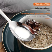 304 Edelstahl Flachbodenlöffel Spiegelpoliert Verstärktes Design für Suppen- und Dessertservierung