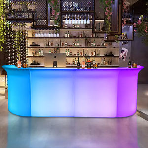 סט שולחן בר גדול מודרני עם תאורת לד, מתאים לשימוש חיצוני, דלפק בר נייד, ריהוט מפלסטיק עם הרכבה עצמית חינם - Product Image 3