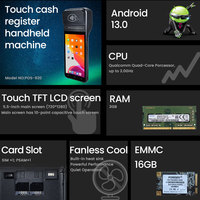 Terminal Punto de Venta Portátil y Resistente con Android 13.0, Escáner de Códigos QR, 4G, Bluetooth y USB, Pantalla HD de 5.5'' e Impresora Térmica
