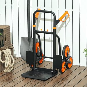 Chariot à main pour monter les escaliers, robuste, pliable, plateforme à 6 roues, poignées en acier inoxydable, capacité de charge de 120 kg, outils - Product Image 1