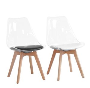 Restaurant Furniture Crystal Clear Transparent Acrylic Kitchen <b>Wooden</b> Leg Tulip Plastic Dining Room <b>Chairs</b> - Product Image 1