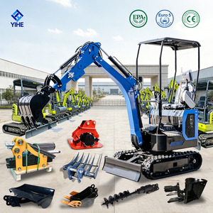 Miniexcavadora compacta CE EPA de 1 <span class=keywords><strong>a</strong></span> 2 toneladas con martillo hidráulico, barrena, cucharón, orugas de goma, cabina cerrada/abierta y giro de cola cero - Product Image 1