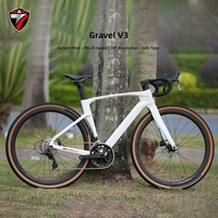 Vélo de route tout-terrain en fibre de carbone GRAVEL V3 RS-24S avec freins à disque hydrauliques complets et 24 vitesses