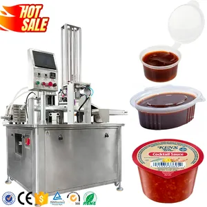 Mesin penyegel isi cangkir saus celup Otomatis 1oz 2oz 3oz untuk cangkir saus kedelai dengan tutup mesin Pengemasan