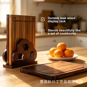 Solid Wood Book Shaped Cutting Board <b>Set</b> With Base Multifunctional For Kitchen Use Rectangle Pine Material - Product Image 3