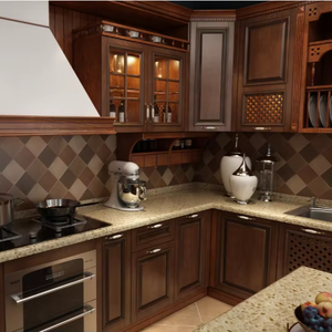 Armoire en bois massif de luxe de style européen et américain, design modulaire moderne, taille personnalisable, utilisation à domicile, au bureau et en cuisine, finition laquée - Product Image 1