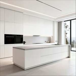 High Quality Wood Kitchen <b>Cabinets</b> Contemporary PVC Modular Storage Cupboards Custom Luxury Sets ISO Certified 2-Year Warranty - Product Image 3