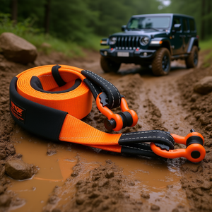 Correa de Remolque Vevor de 3 Pulgadas x 20 Pies, 36000 Libras de Resistencia a la Rotura, Correa de Recuperación para Cabrestante, Protector de Árboles de Poliéster Naranja - Product Image 2