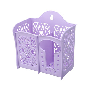 3023 Plastic Chopstick Holder Double Compartment Lattice Drainable Kitchen Utensil Rack With Spoon Storage Blue Pink Purple - Product Image 5