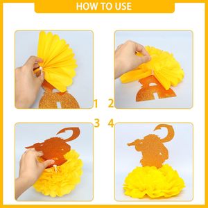 Centros de Mesa de Papel con Forma de Panal de Abeja Color Rojo Rosa, 8 Piezas, Decoraciones para Fiestas Tropicales Aloha, Centros de Mesa de Papel para Mesa Hawaiana - Product Image 4