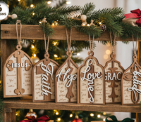Decorazioni Natalizie 3D in Legno a Forma di Croce, Arco di Chiesa, Fede, Speranza, Amore, Ornamenti Appesi, Decorazioni Religiose Tagliate al Laser