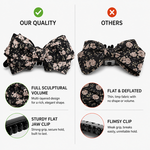 Pince à cheveux banane en satin <span class=keywords><strong>noir</strong></span> à motif floral pour femme, style japonais/coréen, faite à la main, pour queues <span class=keywords><strong>de</strong></span> <span class=keywords><strong>cheval</strong></span> hautes et sécurisées, accessoire <span class=keywords><strong>de</strong></span> mariage, Yiwu 2026 Nouveauté - Product Image 4