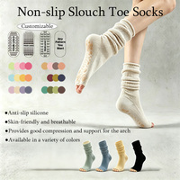 Chaussettes de yoga pour femmes : à bout ouvert, mi-mollet, antidérapantes, pour Pilates, à cinq doigts, style décontracté