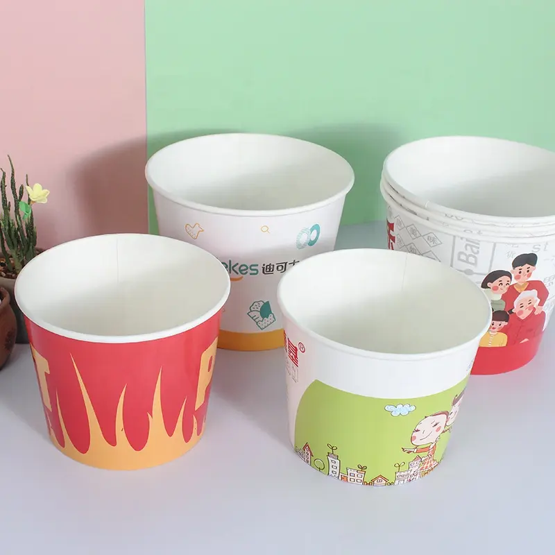 Cheap Factory Direct Biodegradable Disposable Big Paper Bucket for Food Takeout Chicken Bucket Paper Chicken Buckets with Lid