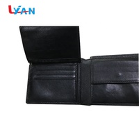 Dompet Jepit Uang Kulit Asli Hitam Logo Kustom Merek LIYAN Serbaguna Tahan Air Bukaan Terbuka Unisex Tempat Kartu dan Uang Tunai