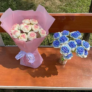 Nuovi regali creativi fatti a mano a maglia fiori lana cotone fiori all'uncinetto per matrimonio regali di compleanno a maglia fiore all'uncinetto