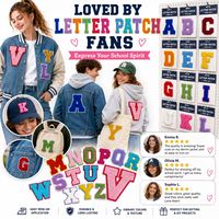 En gros, Patchs brodés thermocollants et à coudre en chenille, lettres de l'alphabet A à Z, monogrammes universitaires