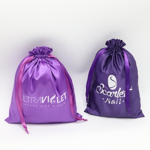 Sacs de protection en soie de luxe personnalisés pour perruques, sacs cadeaux de qualité avec cordon de serrage pour cosmétiques, bijoux, lingerie, sacs à main, pochettes en satin pour cheveux - Product Image 1