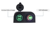 Prise de chargeur de voiture double USB 5V avec voltmètre numérique LED, montage sur panneau, prise de courant étanche pour camping-car, voiture, bateau, camion, marine