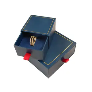 F.S.D lüks yüksek kalite özel baskı çekmece takı üst ve alt üzerinde ambalaj kutusu özel logolu kağıt mücevher kutusu