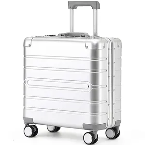 高品质铝制旋转器行李箱硬壳全铝行李箱铝制18英寸行李箱随身携带