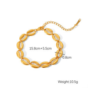 Bracelet en acier inoxydable plaqué or 18 carats 316L avec chiffres romains, petit carré, <span class=keywords><strong>papillon</strong></span>, bracelet cubain - Product Image 5