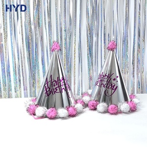 Chapeaux de fête personnalisés bicolores dorés 2026 avec pompons en papier, taille enfant, style romantique, attrayants pour événements festifs - Product Image 1