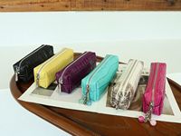Porte-monnaie en cuir de vachette grain crocodile, pochette élégante pour rouge à lèvres, écouteurs, clés, cartes d'identité et portefeuille
