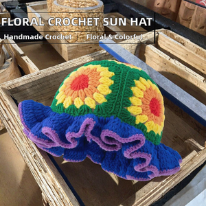 Chapeau de pêcheur unisexe Y2K en tricot crocheté à la main, vert coloré, style décontracté pour l'hiver - Product Image 2