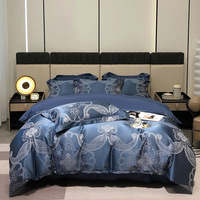 Parure de lit élégante en jacquard 100 % coton, housse de couette, drap et taie d'oreiller doux et infroissables, pour chambre à coucher décorative