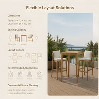 Chaise de jardin pour hôtel, mobilier en teck, table d'extérieur, chaise de bar, chaise en rotin, tabouret de bar, protection solaire imperméable