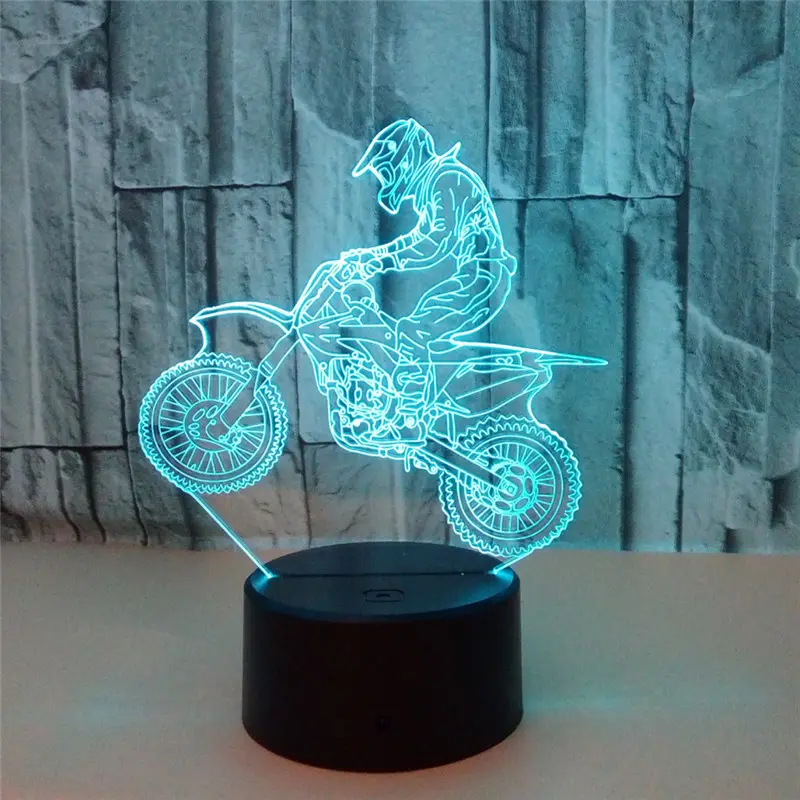 चमकदार मोटरसाइकिल मॉडल 3D एलईडी दीपक रंगीन टच Nightlight फ्लैश प्रकाश दीपक