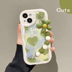 Funda de Silicona para Teléfono Apple 17 Promax, Funda para iPhone 13 con Correa, 15/16, Cubierta Trasera Verde con Forma de Corazón - Product Image 2