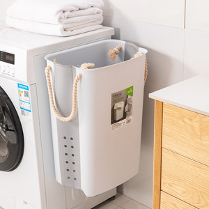 Folding Laundry <b>Basket</b> Rectangle Wall Mounted Thickened <b>Plastic</b> Breathable Clothes Organizer Foldable Storage <b>Basket</b> - Product Image 1