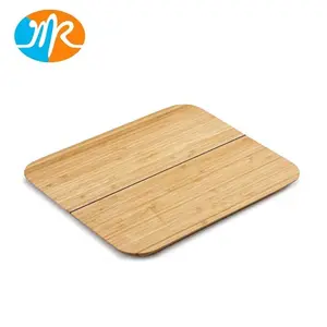 Chop 2 Pot Foldable Bamboo Cutting Board Kitchen Prep with Non-Slip Feet Silicone Hinge Lays Flat Folds Up