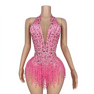 Traje <span class=keywords><strong>de</strong></span> Competición <span class=keywords><strong>de</strong></span> Baile Latino con Borlas, Vestido <span class=keywords><strong>de</strong></span> Seda/Algodón, Atuendo <span class=keywords><strong>de</strong></span> Moda para <span class=keywords><strong>TikTok</strong></span>, Transmisiones en Vivo, Talentos, Salón <span class=keywords><strong>de</strong></span> Baile y Actuaciones en Escenario - Product Image 1
