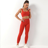 Conjunto Deportivo de 2 Piezas - Sujetador Deportivo Transpirable a Prueba de Impactos y Pantalones Largos de Cintura Alta