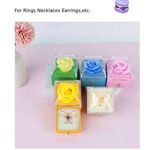 Boîte à bijoux avec rose éternelle, boîte cadeau avec tiroir à bijoux, rose en acrylique pour la Saint-Valentin, boîte cadeau avec rose en savon - Product Image 5